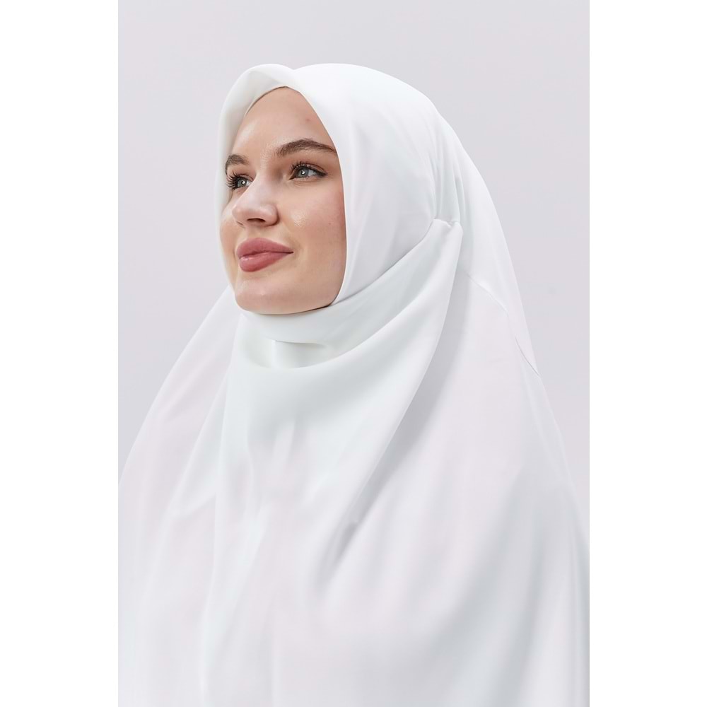 AKILLI BAĞCIKLI PEÇE EŞARP OVAL, BEYAZ - XL