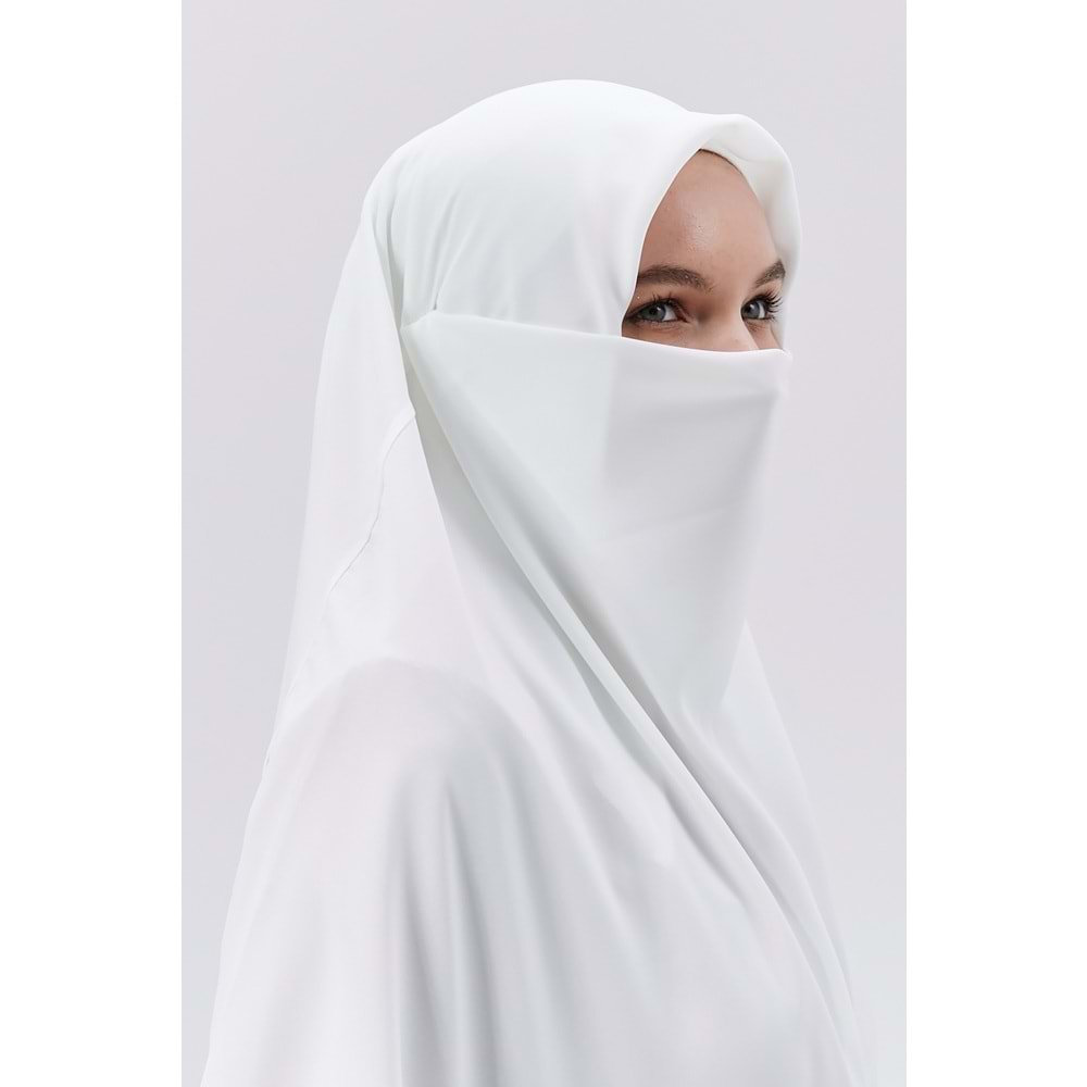 AKILLI BAĞCIKLI PEÇE EŞARP OVAL, BEYAZ - XL