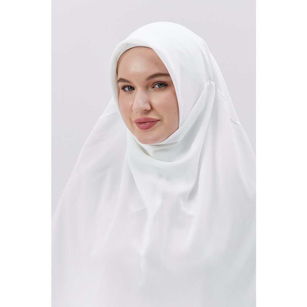 AKILLI BAĞCIKLI PEÇE EŞARP OVAL, BEYAZ - XL
