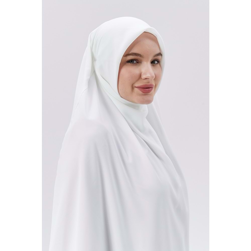 AKILLI BAĞCIKLI PEÇE EŞARP OVAL, BEYAZ - XL