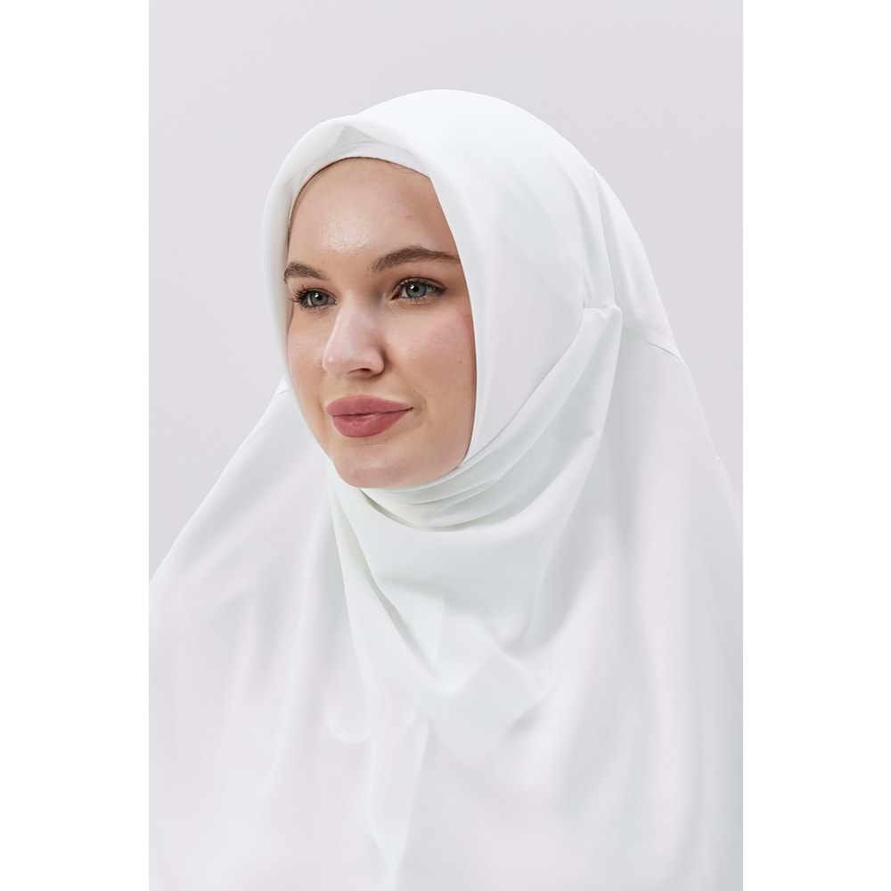 AKILLI BAĞCIKLI PEÇE EŞARP OVAL, BEYAZ - XL