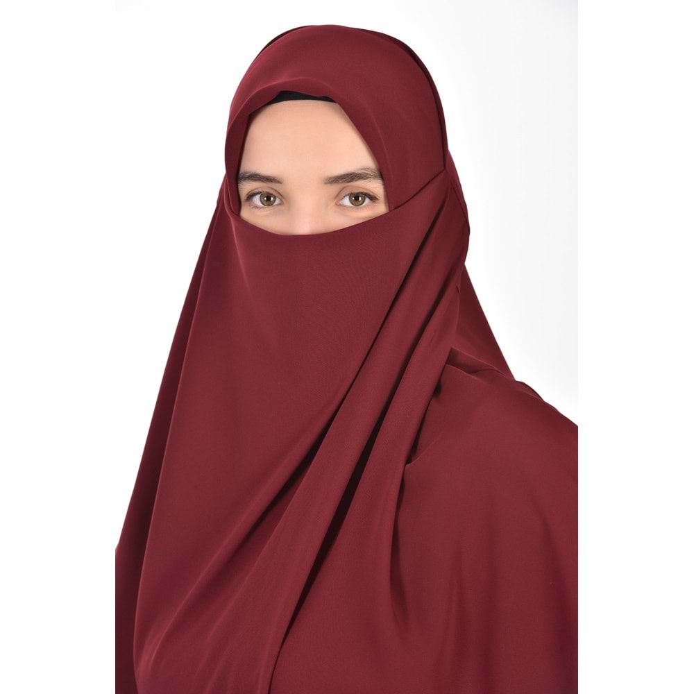 AKILLI BAĞCIKLI PEÇE EŞARP OVAL, BORDO