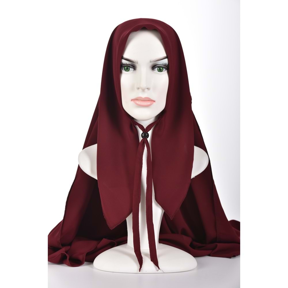 AKILLI BAĞCIKLI PEÇE EŞARP OVAL, BORDO