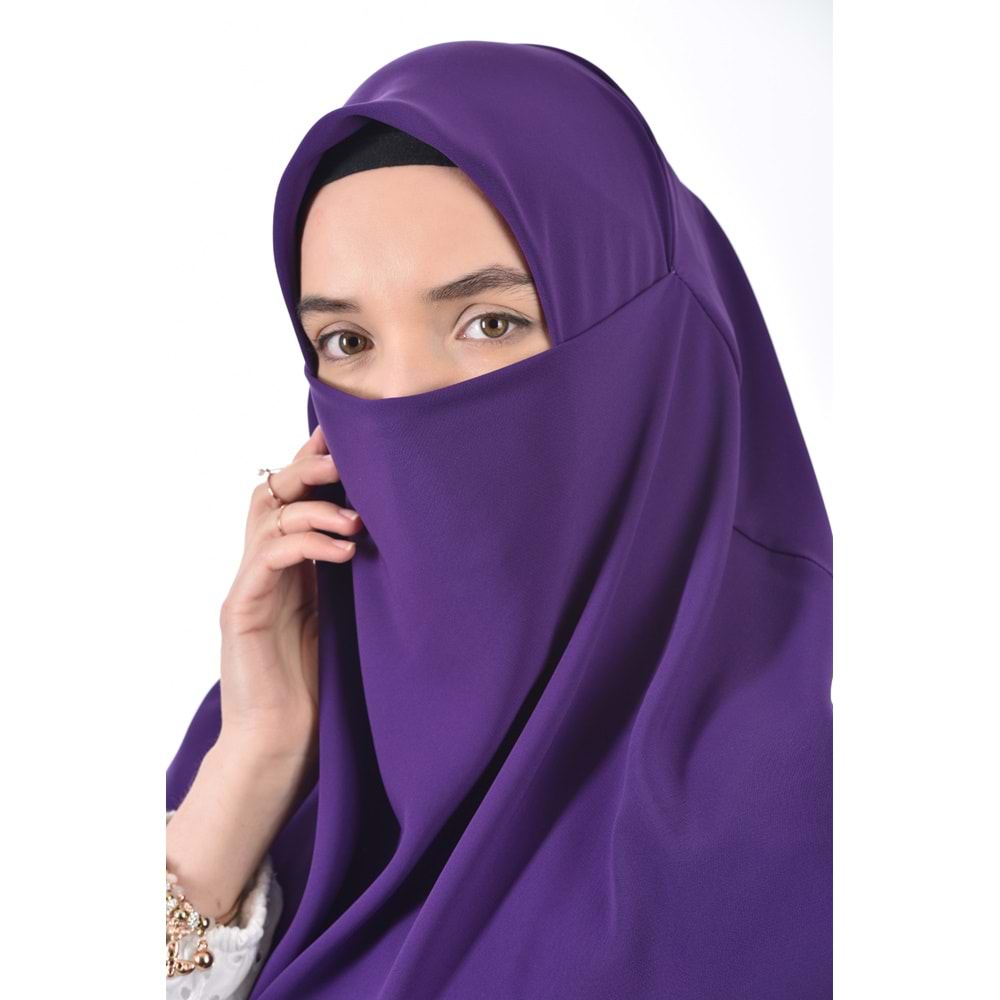 AKILLI BAĞCIKLI PEÇE EŞARP OVAL, MOR