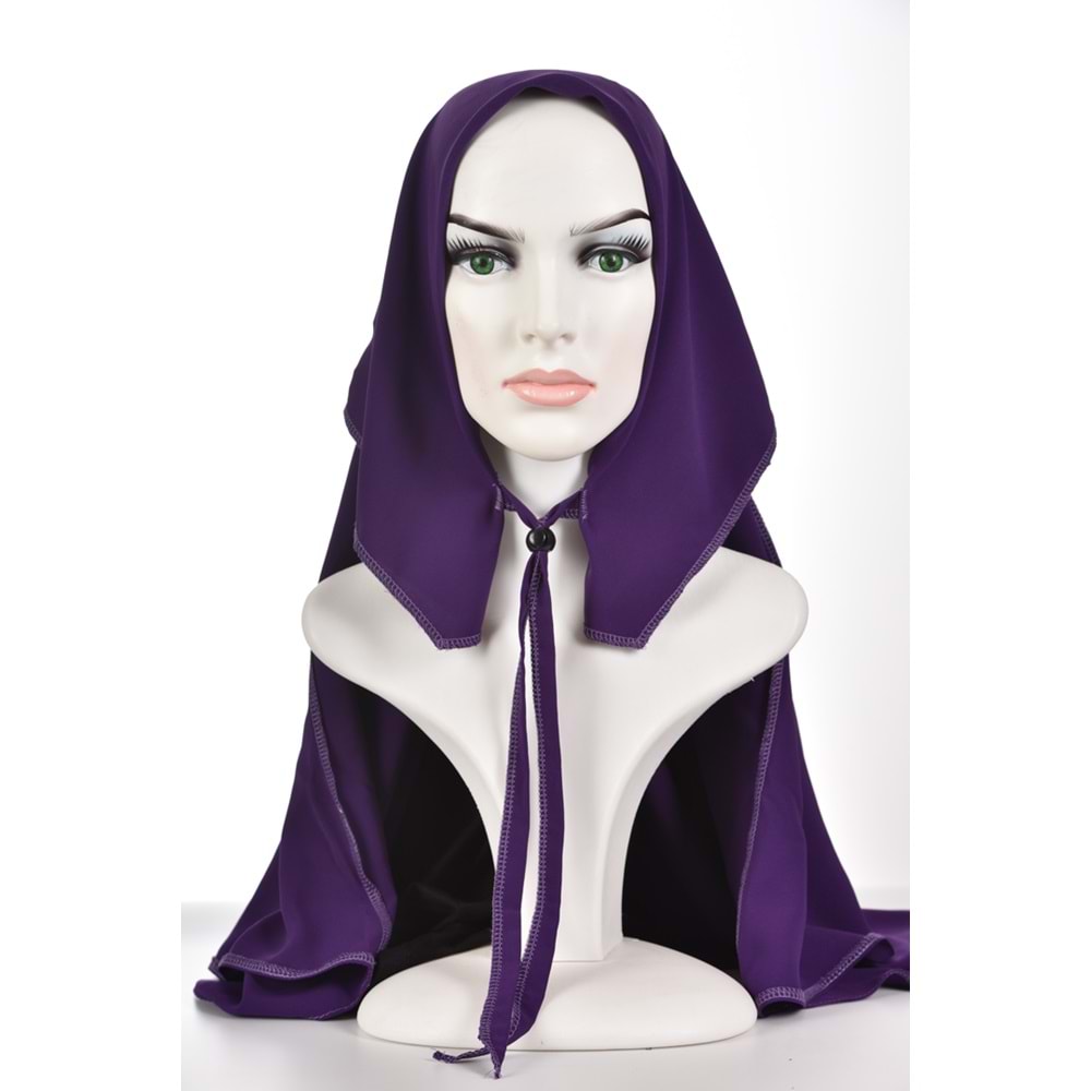 AKILLI BAĞCIKLI PEÇE EŞARP OVAL, MOR