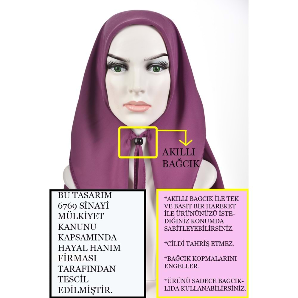 AKILLI BAĞCIKLI PEÇE EŞARP OVAL, AÇIK FUŞYA