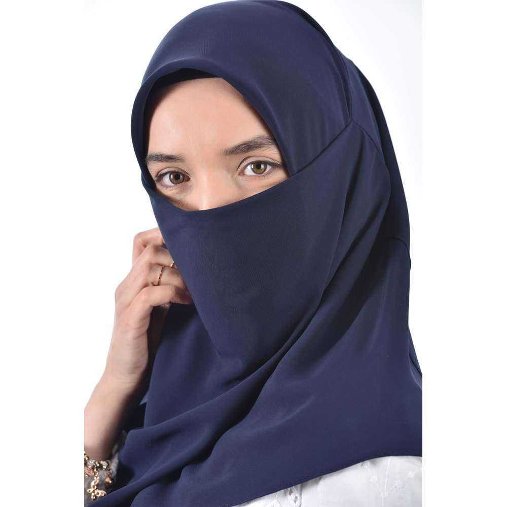 AKILLI BAĞCIKLI PEÇE EŞARP ARKASI ÜÇGEN, LACİVERT - LACİVERT - XL