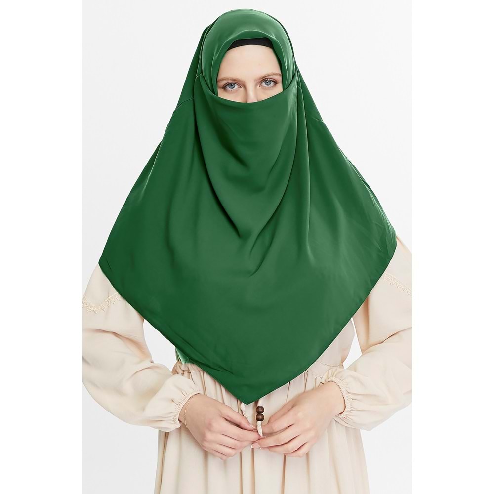 AKILLI BAĞCIKLI PEÇE EŞARP ÖN VE ARKA ÜÇGEN KESİM, DENİZ YEŞİLİ