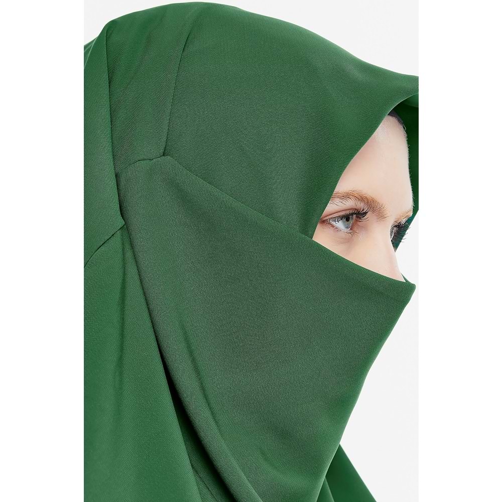 AKILLI BAĞCIKLI PEÇE EŞARP ÖN VE ARKA ÜÇGEN KESİM, DENİZ YEŞİLİ