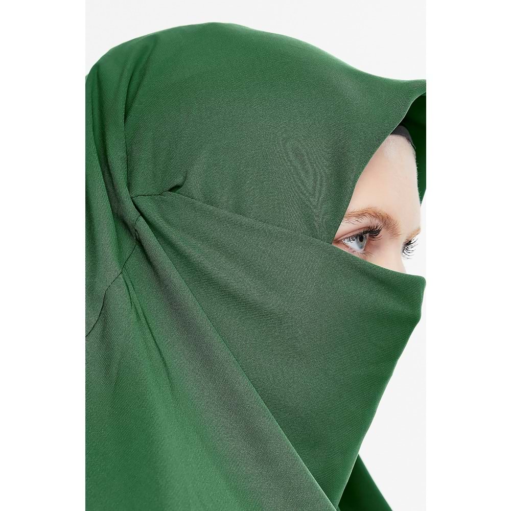 AKILLI BAĞCIKLI PEÇE EŞARP ÖN VE ARKA ÜÇGEN KESİM, DENİZ YEŞİLİ