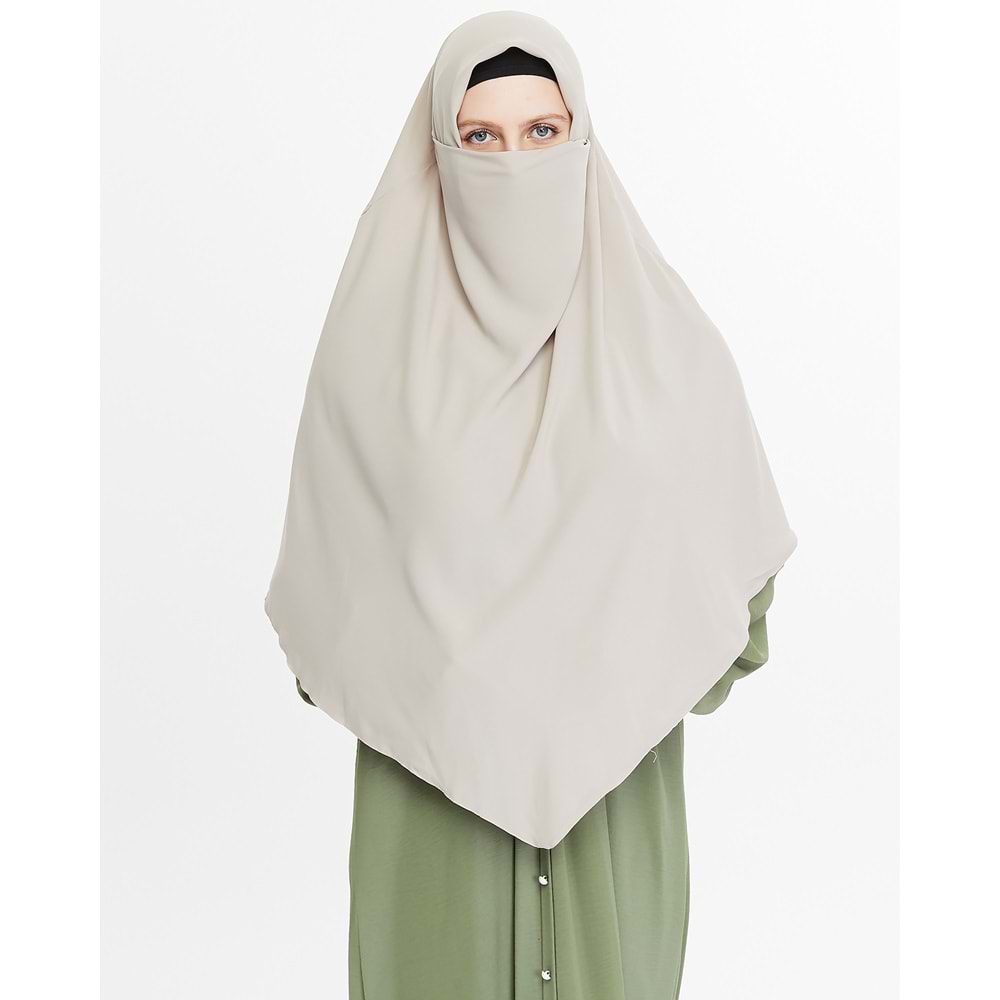 AKILLI BAĞCIKLI PEÇE EŞARP ÖN VE ARKA ÜÇGEN KESİM, TAŞ RENGİ - XL