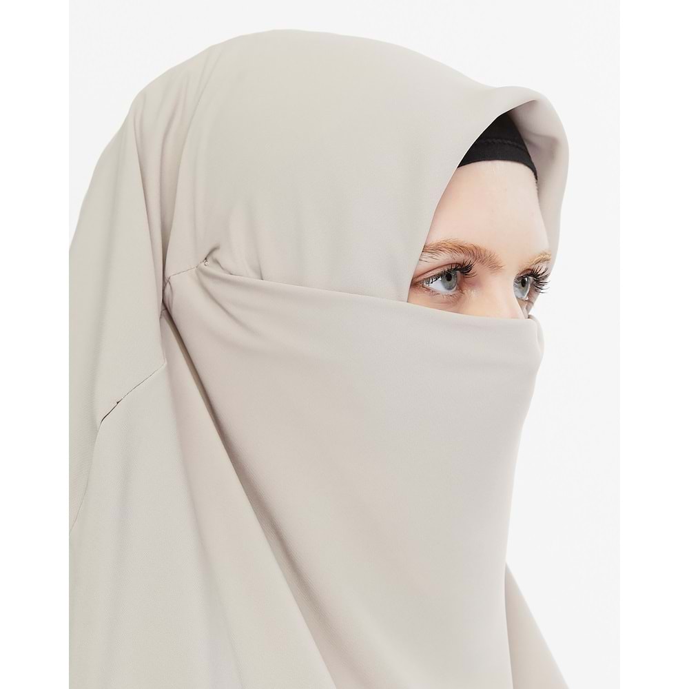 AKILLI BAĞCIKLI PEÇE EŞARP ÖN VE ARKA ÜÇGEN KESİM, TAŞ RENGİ - XL