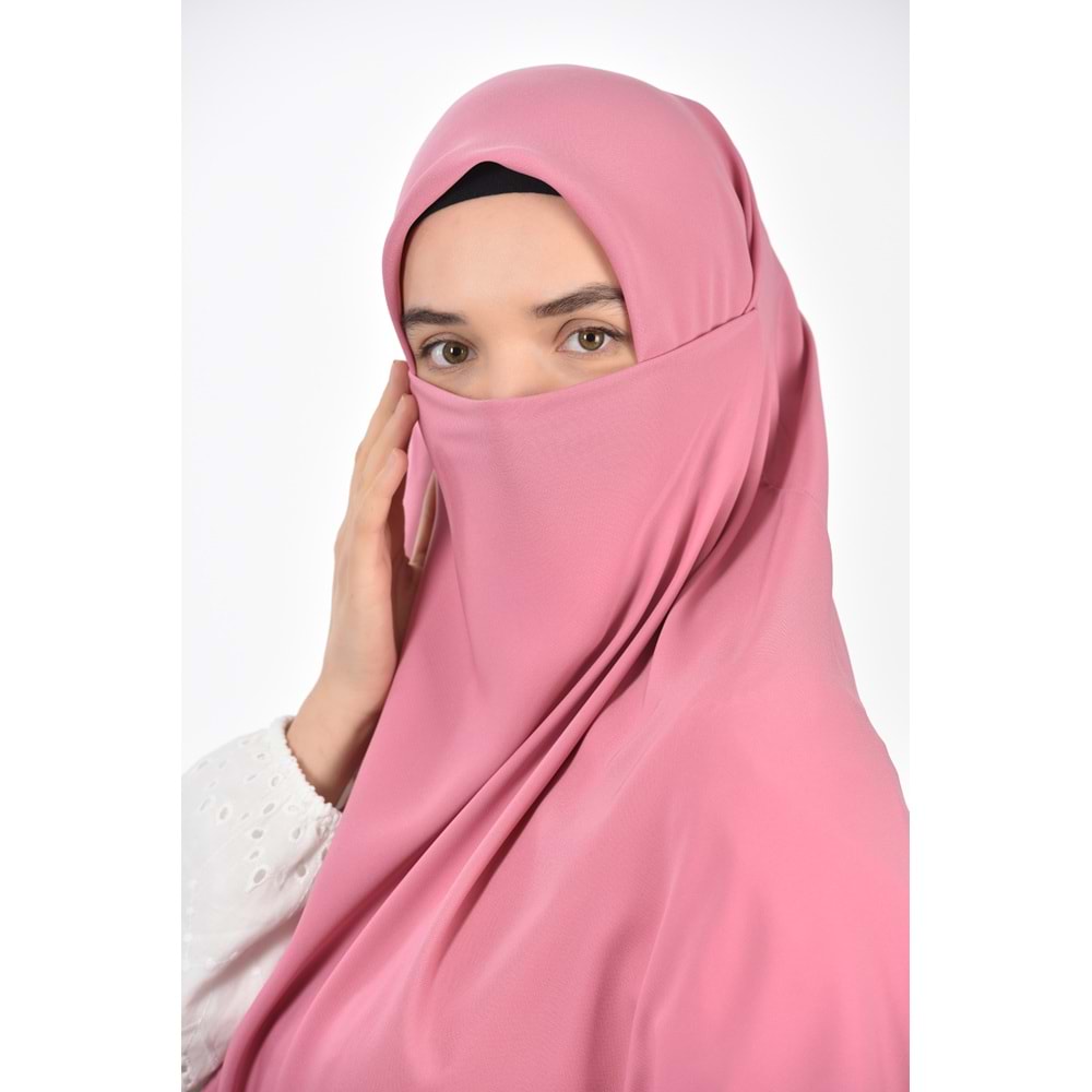 AKILLI BAĞCIKLI PEÇE EŞARP,OVAL (KENDİNDEN BONELİ), PEMBE