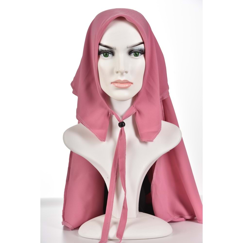 AKILLI BAĞCIKLI PEÇE EŞARP,OVAL (KENDİNDEN BONELİ), PEMBE
