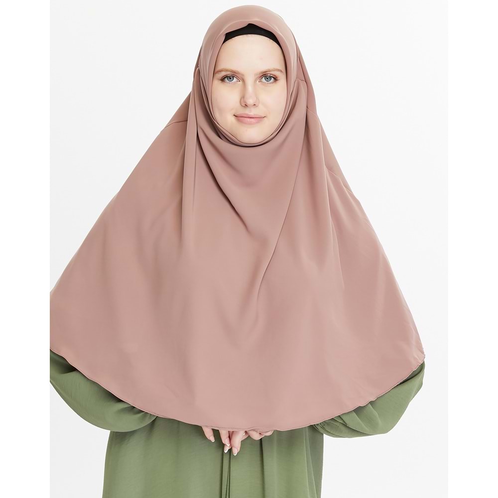 AKILLI BAĞCIKLI PEÇE EŞARP,OVAL (KENDİNDEN BONELİ), SOMON RENGİ