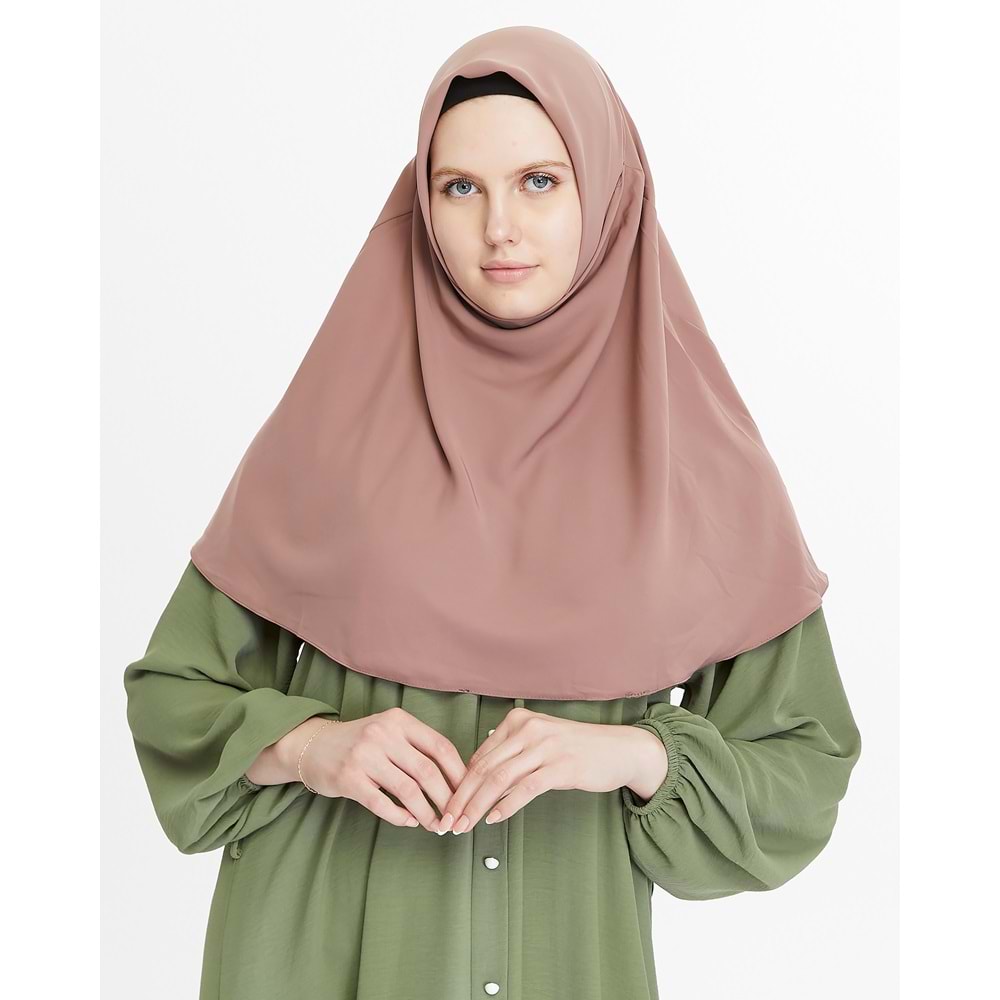 AKILLI BAĞCIKLI PEÇE EŞARP,OVAL (KENDİNDEN BONELİ), SOMON RENGİ