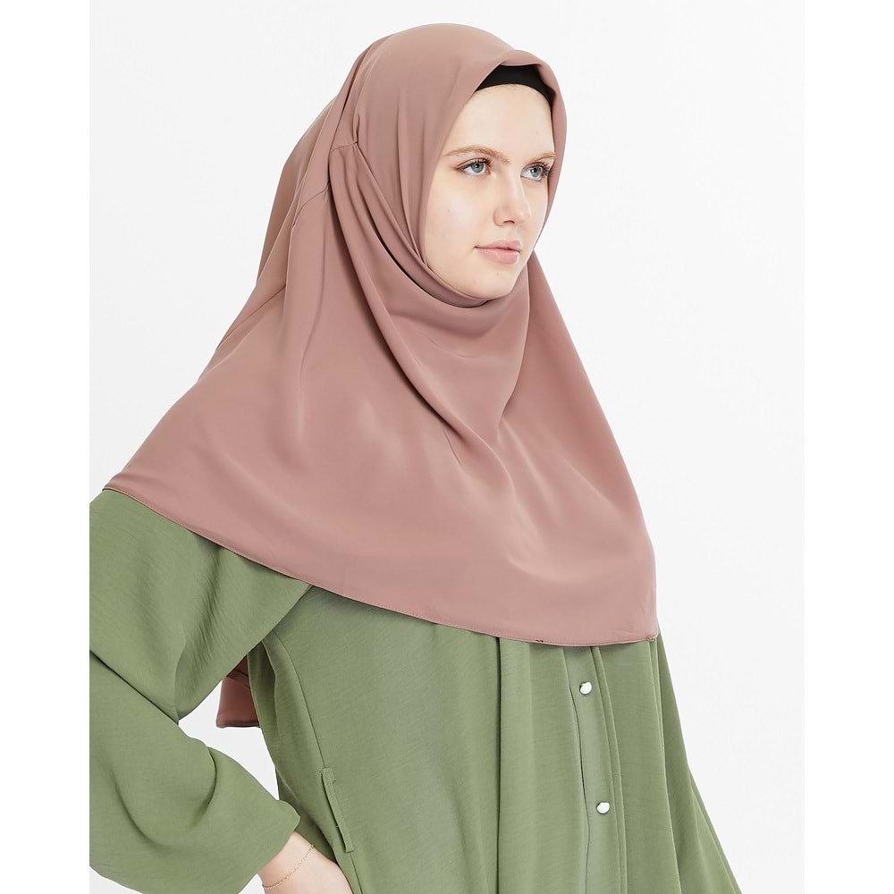 AKILLI BAĞCIKLI PEÇE EŞARP,OVAL (KENDİNDEN BONELİ), SOMON RENGİ