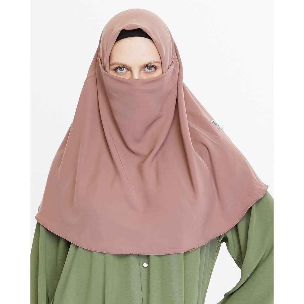 AKILLI BAĞCIKLI PEÇE EŞARP,OVAL (KENDİNDEN BONELİ), SOMON RENGİ