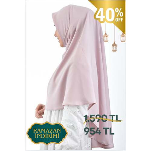 AKILLI BAĞCIKLI PEÇE EŞARP OVAL, PUDRA PEMBE