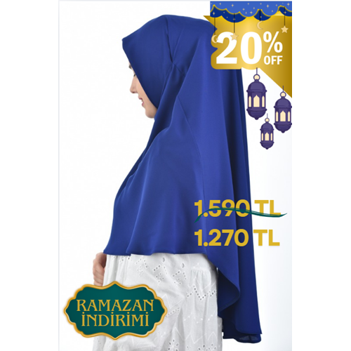 AKILLI BAĞCIKLI PEÇE EŞARP OVAL, SAKS MAVİ