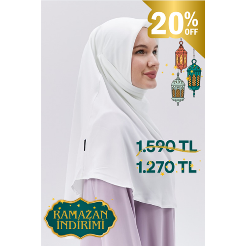 AKILLI BAĞCIKLI PEÇE EŞARP OVAL, BEYAZ