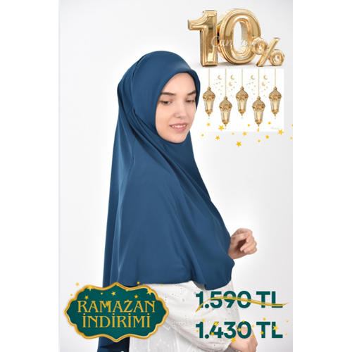 AKILLI BAĞCIKLI PEÇE EŞARP OVAL, PETROL MAVİ