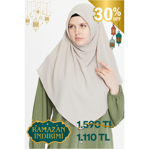 AKILLI BAĞCIKLI PEÇE EŞARP ÖN VE ARKA ÜÇGEN KESİM, TAŞ RENGİ